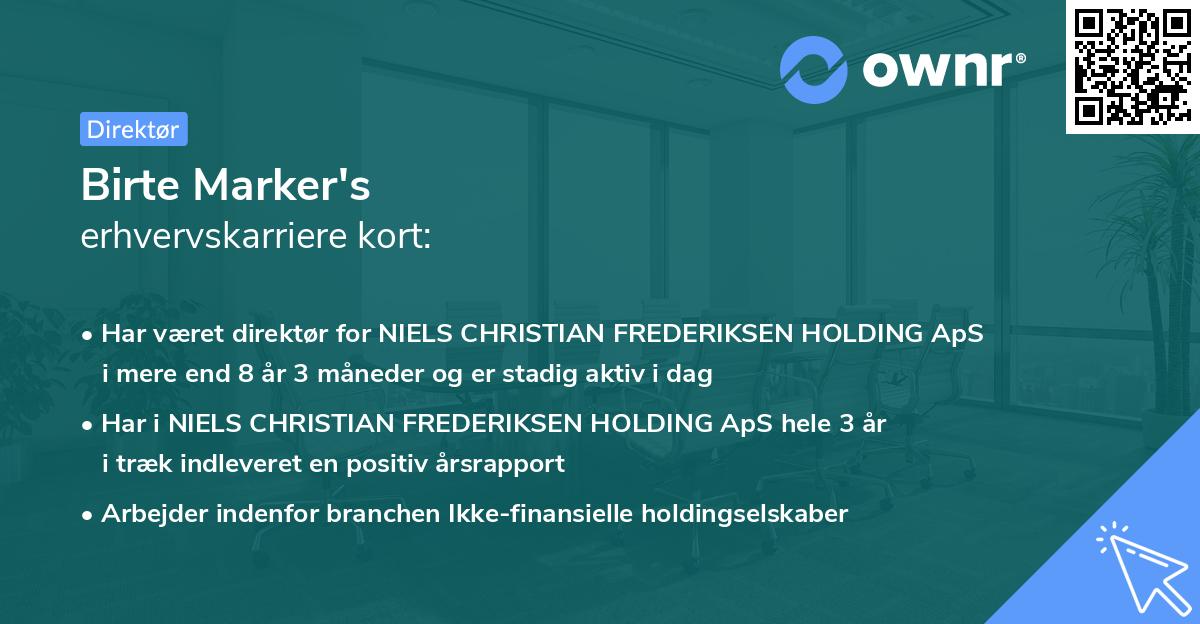 Birte Marker's erhvervskarriere kort