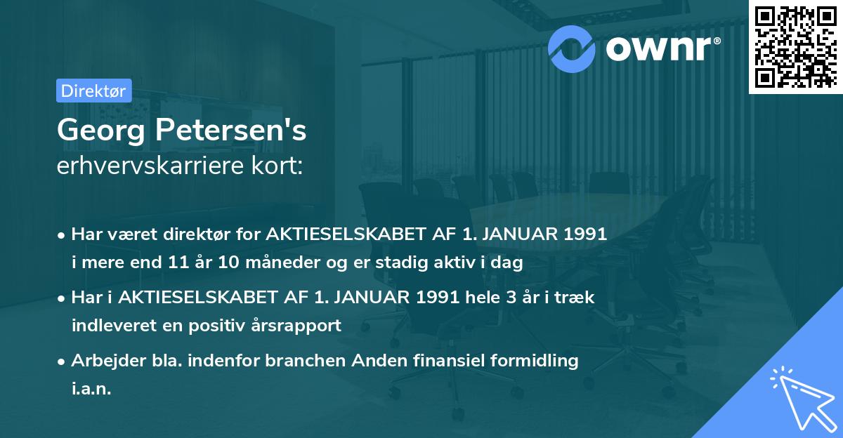 Georg Petersen's erhvervskarriere kort