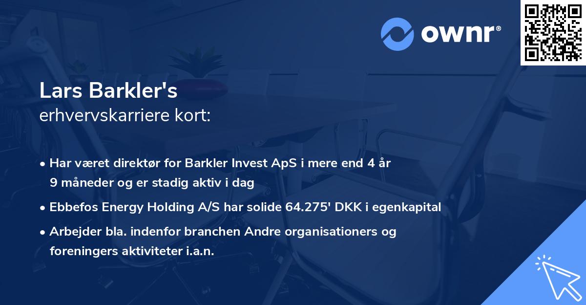 Lars Barkler's erhvervskarriere kort