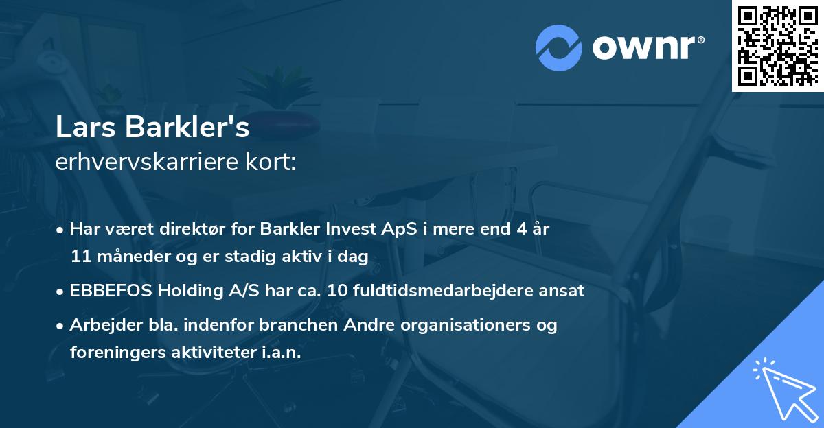 Lars Barkler's erhvervskarriere kort