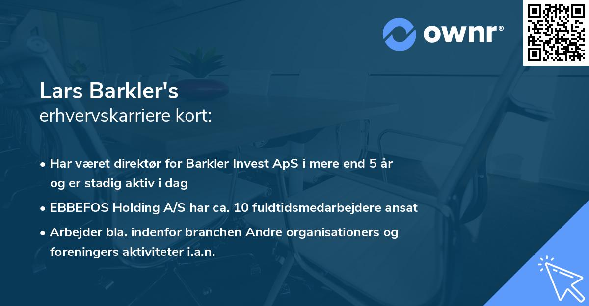 Lars Barkler's erhvervskarriere kort