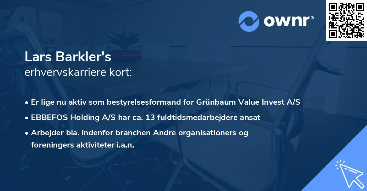 Lars Barkler's erhvervskarriere kort