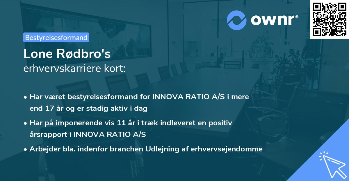 Lone Rødbro's erhvervskarriere kort