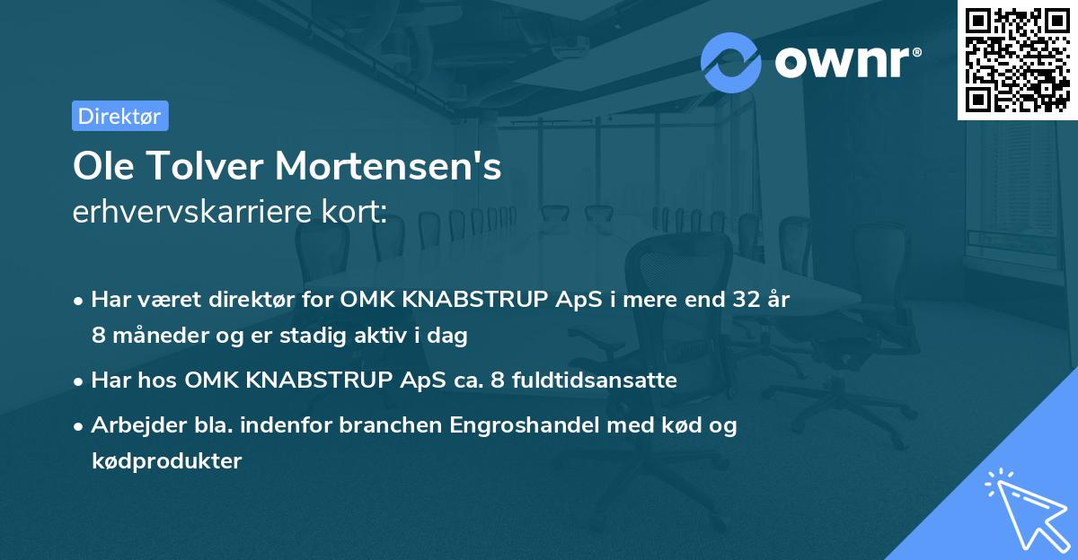Ole Tolver Mortensen's erhvervskarriere kort