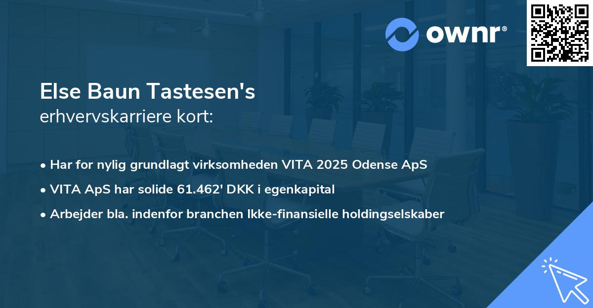 Else Baun Tastesen's erhvervskarriere kort