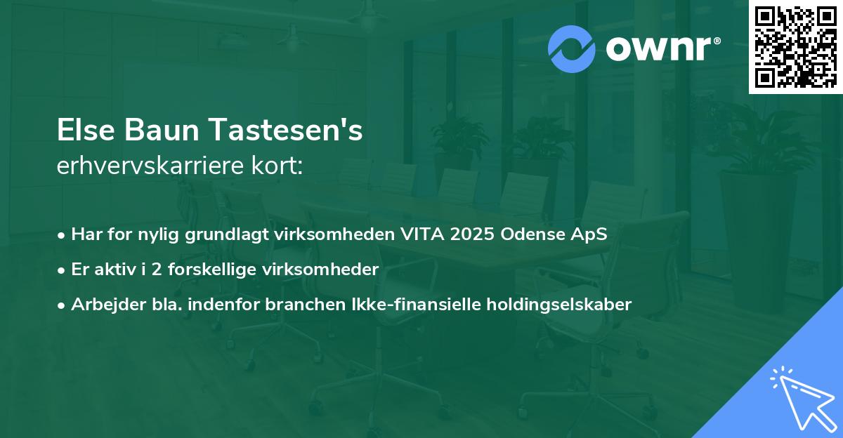 Else Baun Tastesen's erhvervskarriere kort