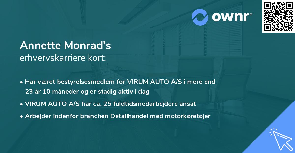 Annette Monrad's erhvervskarriere kort