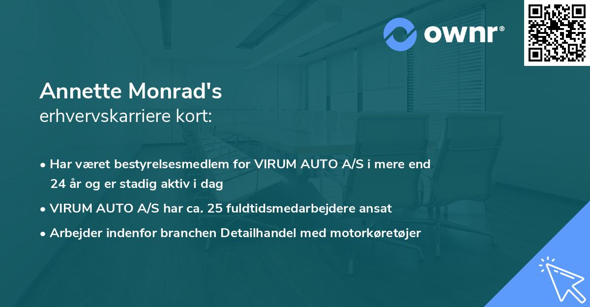 Annette Monrad's erhvervskarriere kort