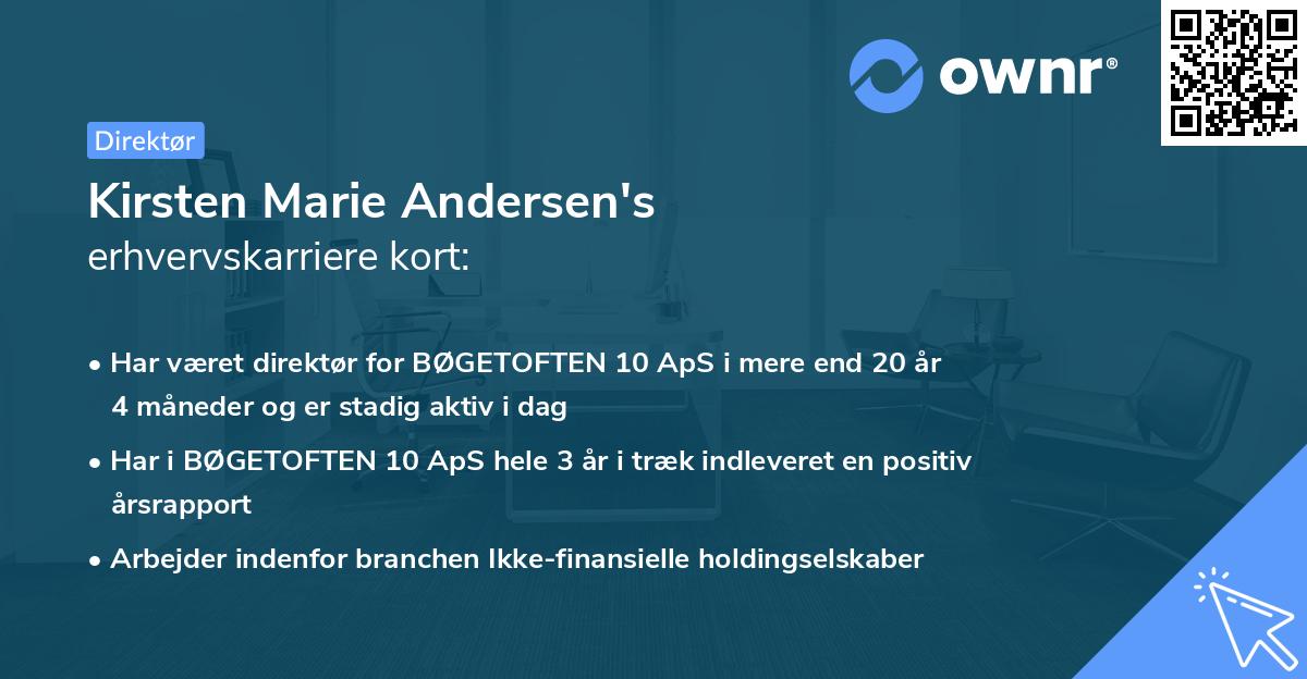Kirsten Marie Andersen's erhvervskarriere kort