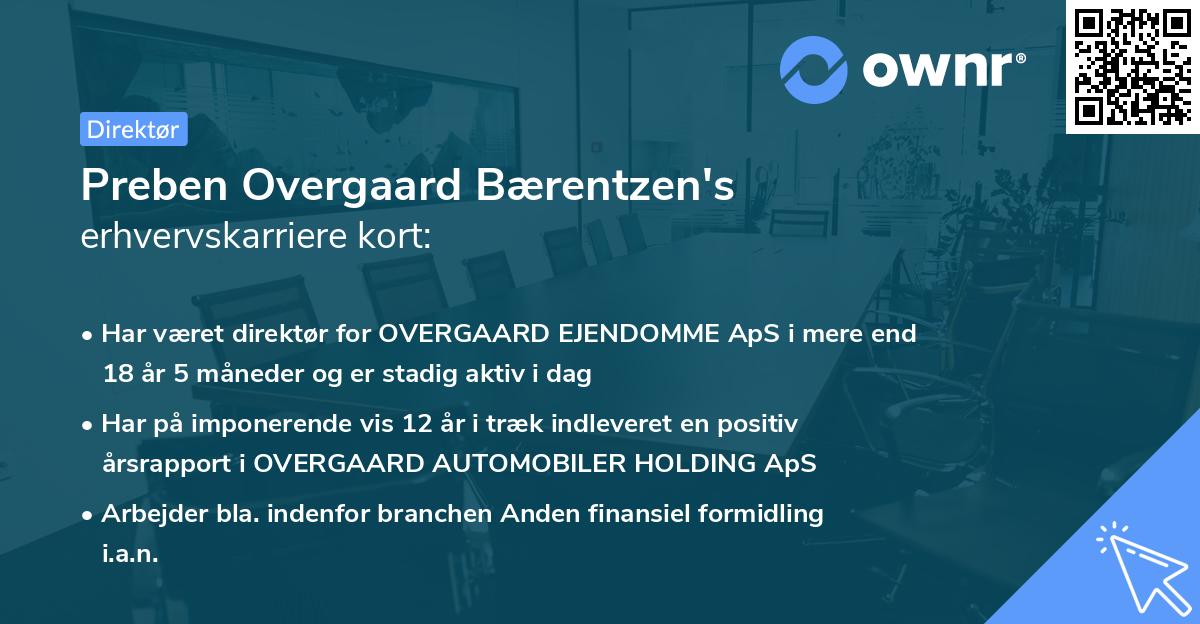 Preben Overgaard Bærentzen's erhvervskarriere kort