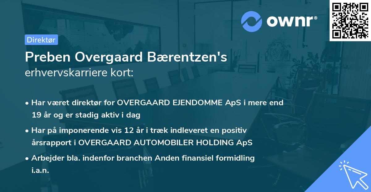 Preben Overgaard Bærentzen's erhvervskarriere kort