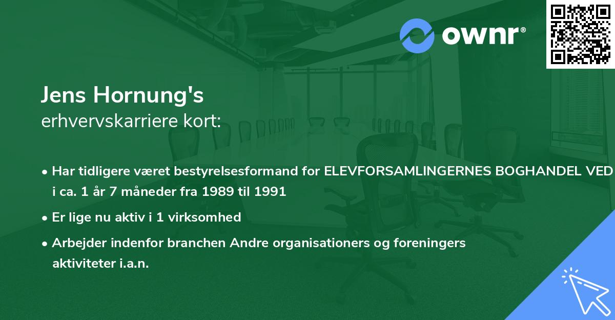 Jens Hornung's erhvervskarriere kort