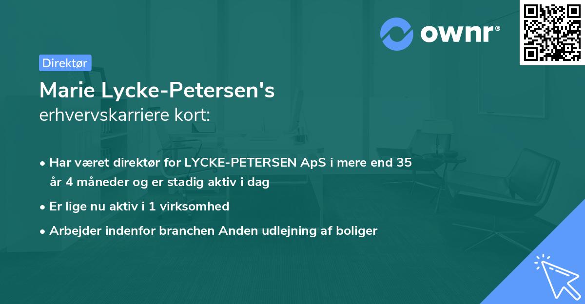Marie Lycke-Petersen's erhvervskarriere kort