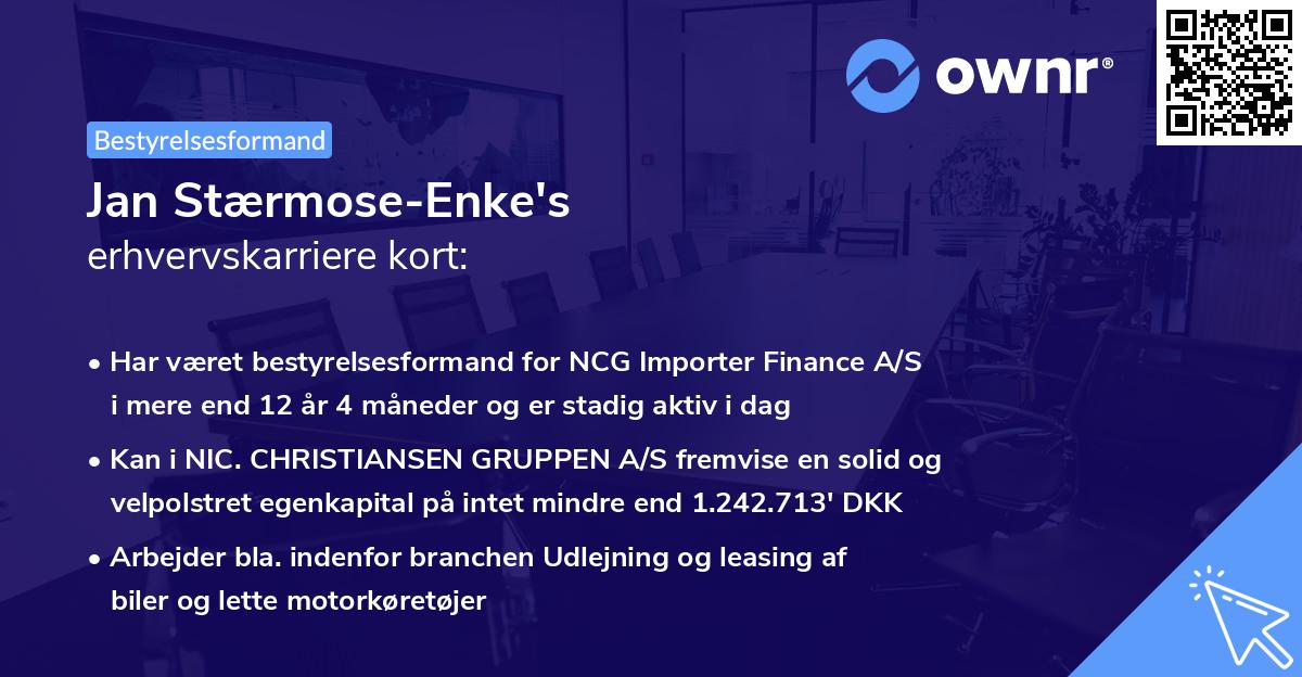 Jan Stærmose-Enke's erhvervskarriere kort
