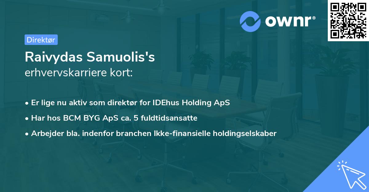 Raivydas Samuolis's erhvervskarriere kort