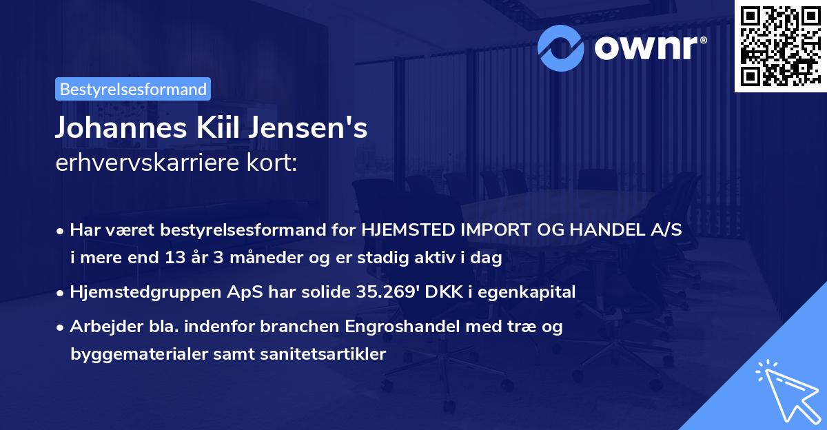 Johannes Kiil Jensen's erhvervskarriere kort