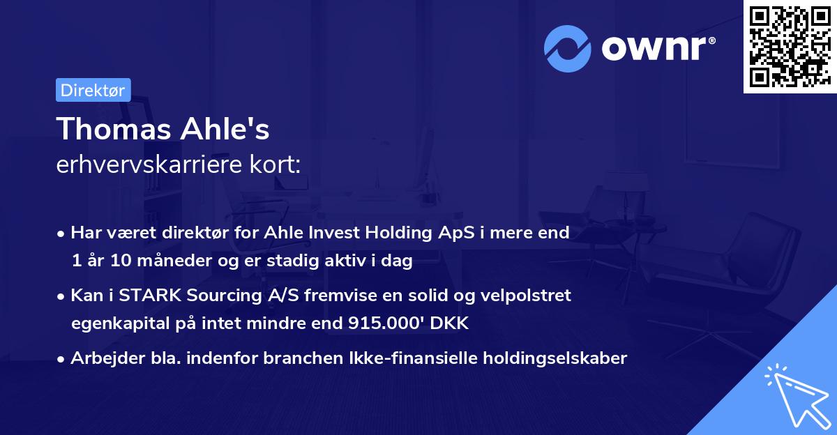 Thomas Ahle's erhvervskarriere kort