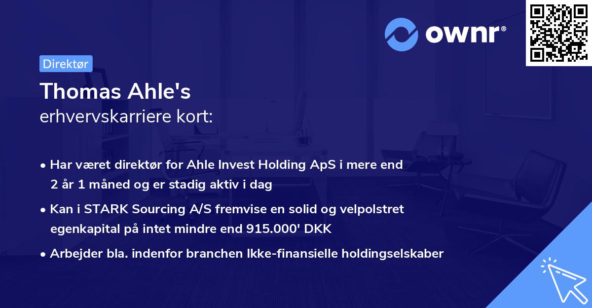 Thomas Ahle's erhvervskarriere kort