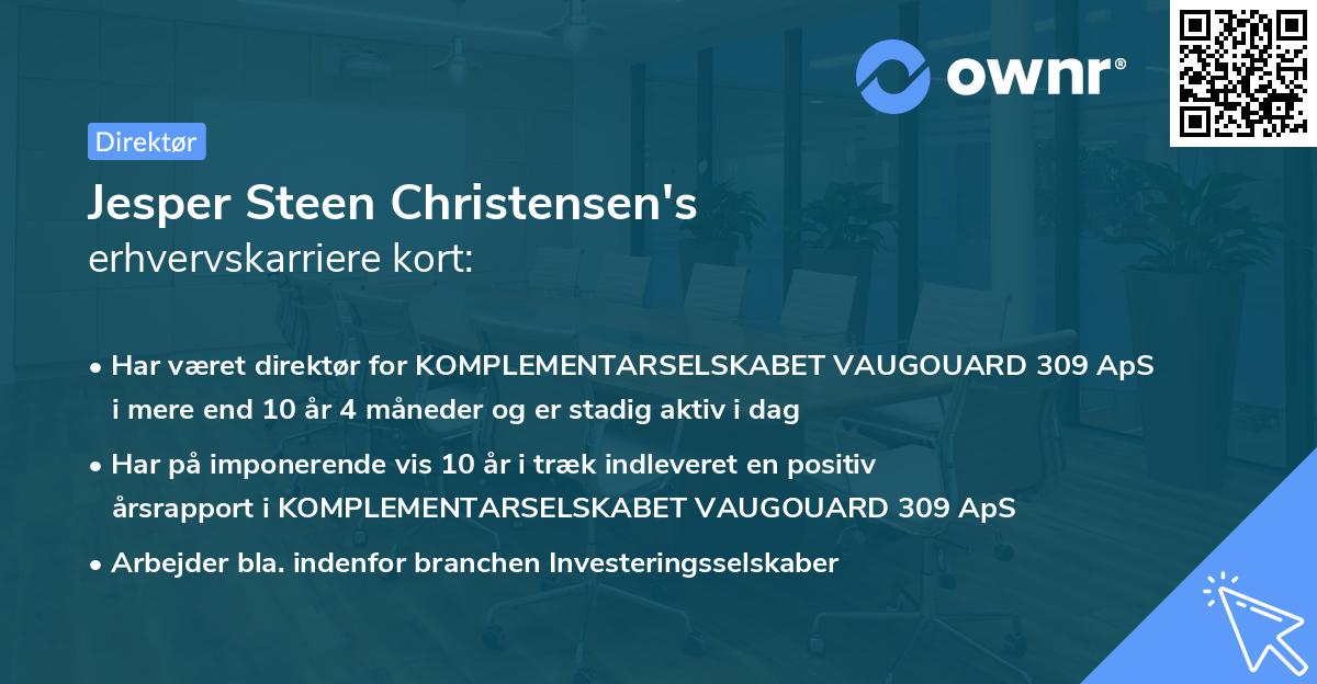 Jesper Steen Christensen's erhvervskarriere kort