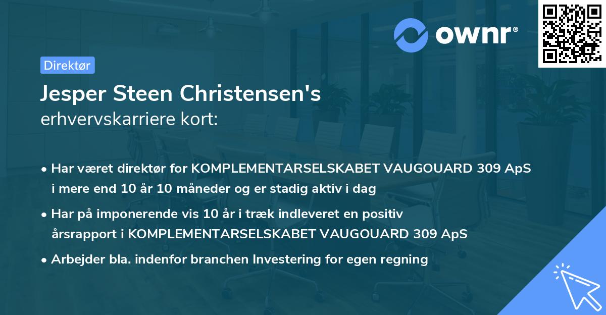 Jesper Steen Christensen's erhvervskarriere kort