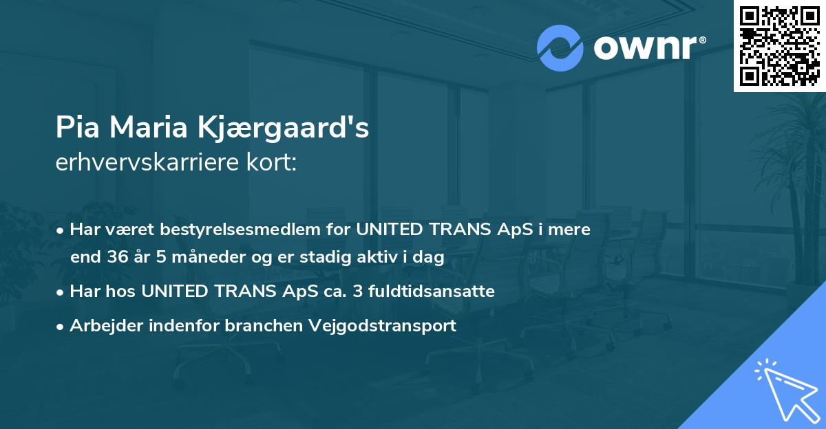 Pia Maria Kjærgaard's erhvervskarriere kort