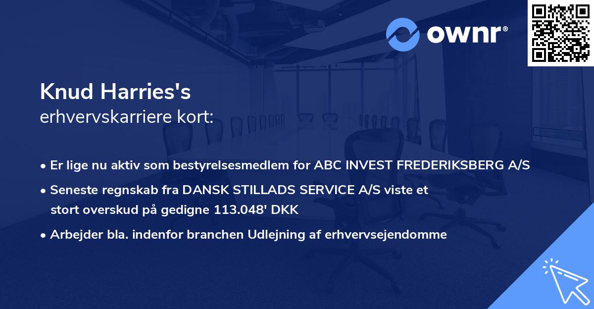 Knud Harries's erhvervskarriere kort