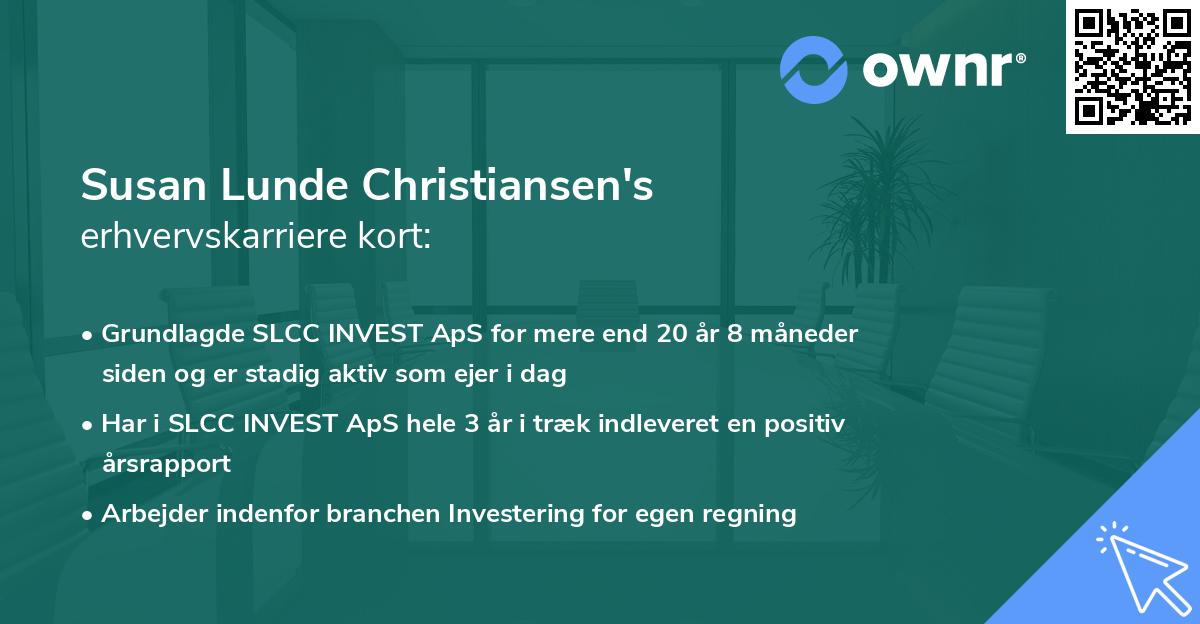 Susan Lunde Christiansen's erhvervskarriere kort