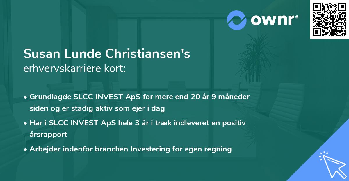 Susan Lunde Christiansen's erhvervskarriere kort