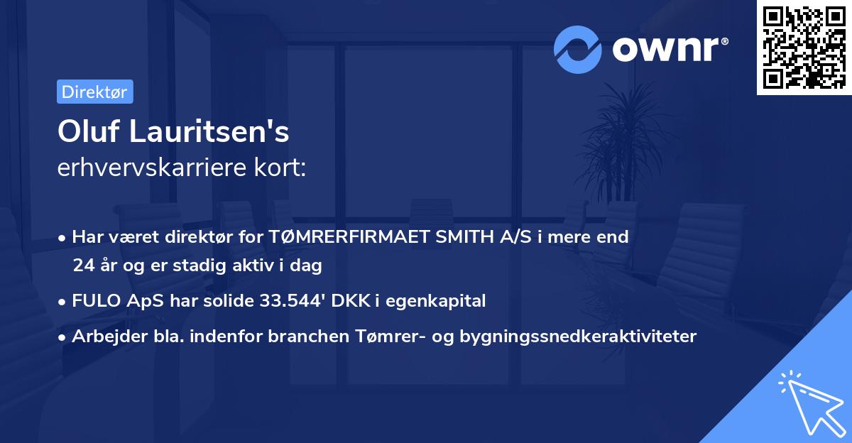 Oluf Lauritsen's erhvervskarriere kort