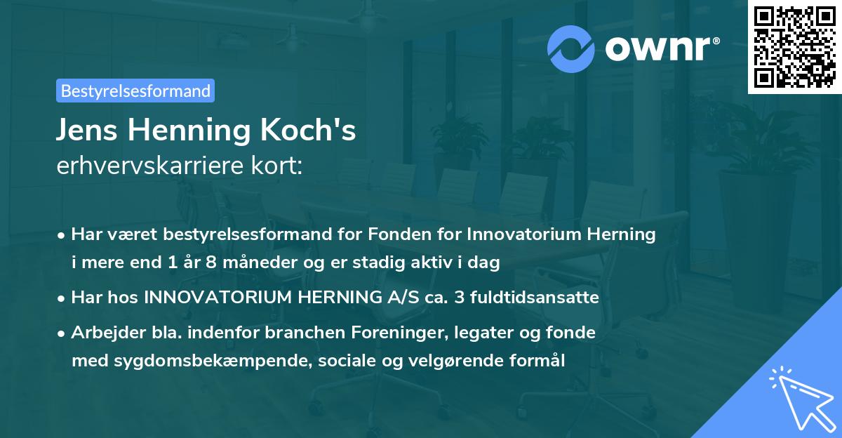 Jens Henning Koch's erhvervskarriere kort