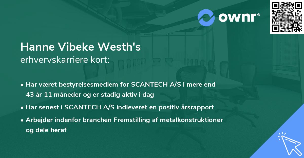 Hanne Vibeke Westh's erhvervskarriere kort