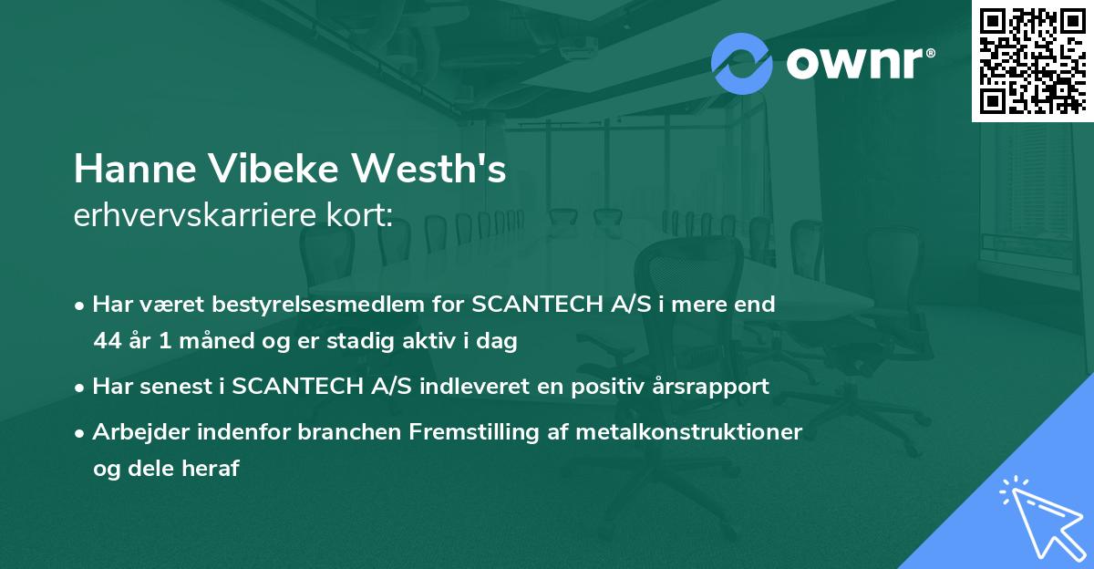 Hanne Vibeke Westh's erhvervskarriere kort