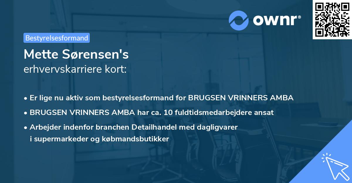 Mette Sørensen's erhvervskarriere kort
