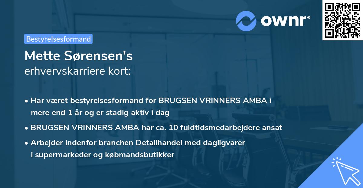 Mette Sørensen's erhvervskarriere kort
