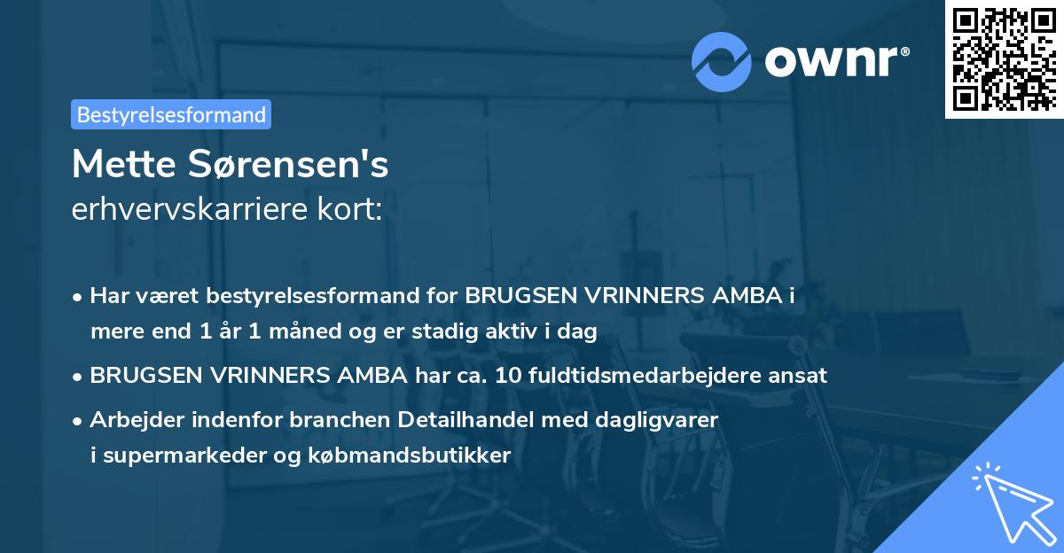 Mette Sørensen's erhvervskarriere kort