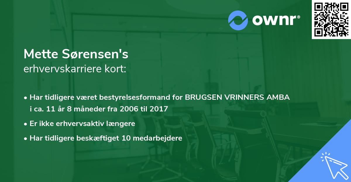 Mette Sørensen's erhvervskarriere kort