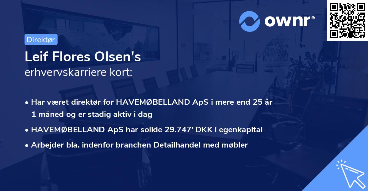 Leif Flores Olsen's erhvervskarriere kort