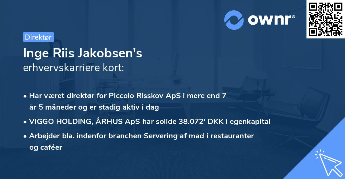 Inge Riis Jakobsen's erhvervskarriere kort