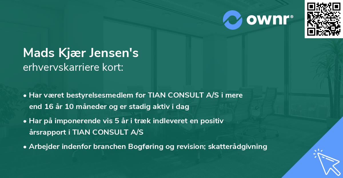 Mads Kjær Jensen's erhvervskarriere kort