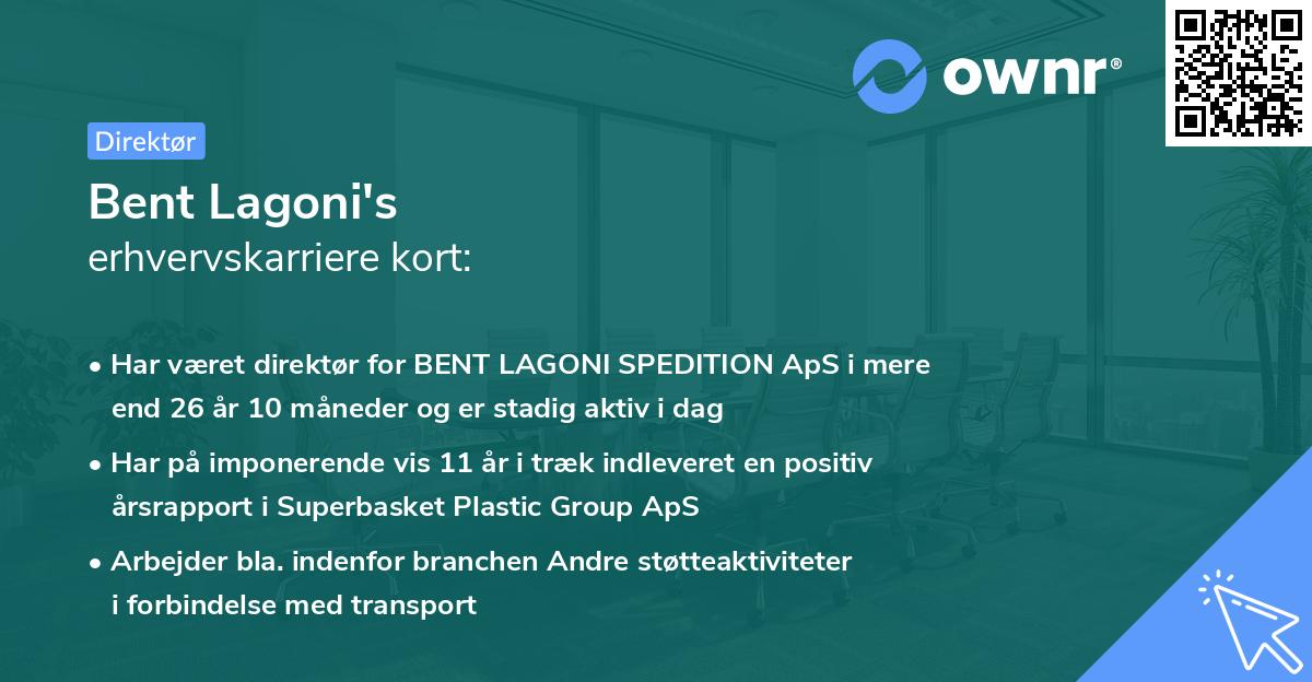 Bent Lagoni's erhvervskarriere kort