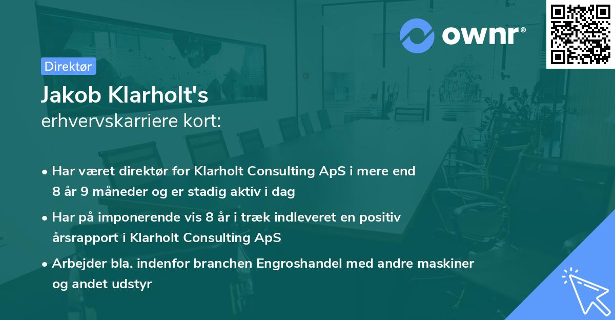 Jakob Klarholt's erhvervskarriere kort