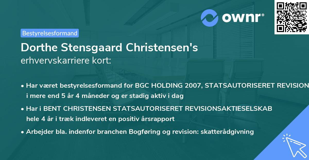 Dorthe Stensgaard Christensen's erhvervskarriere kort