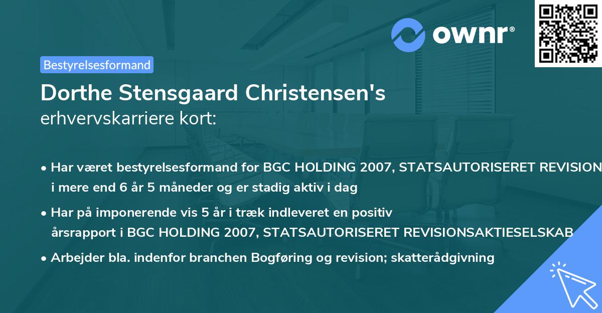 Dorthe Stensgaard Christensen's erhvervskarriere kort