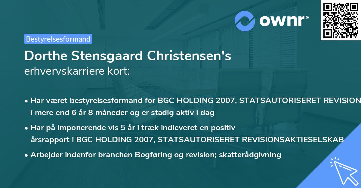 Dorthe Stensgaard Christensen's erhvervskarriere kort