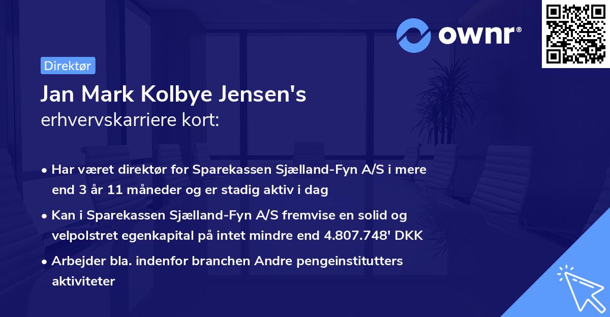 Jan Mark Kolbye Jensen's erhvervskarriere kort