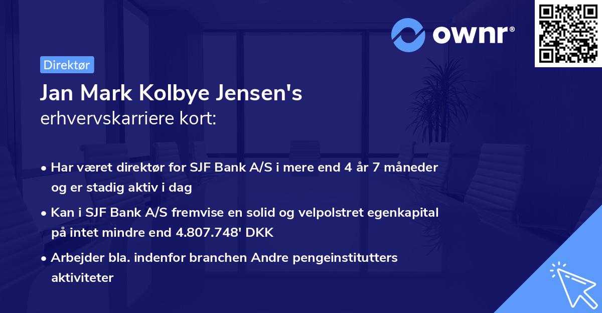 Jan Mark Kolbye Jensen's erhvervskarriere kort