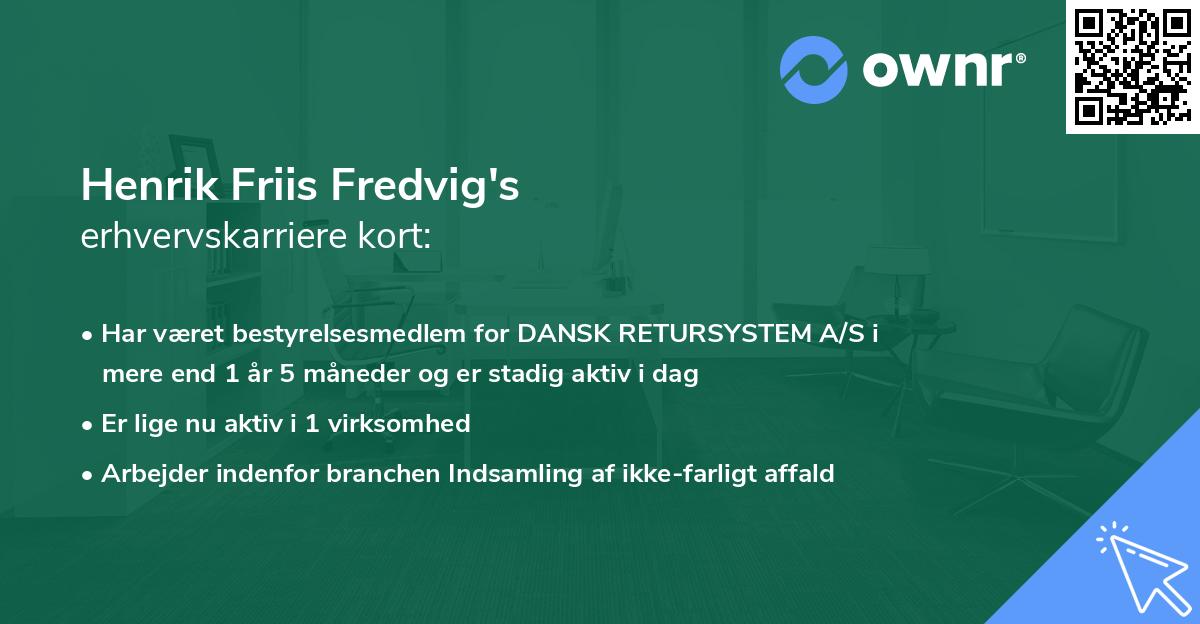 Henrik Friis Fredvig's erhvervskarriere kort