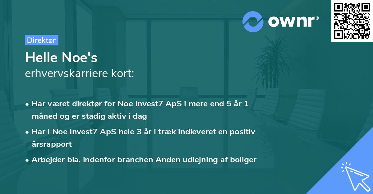Helle Noe's erhvervskarriere kort