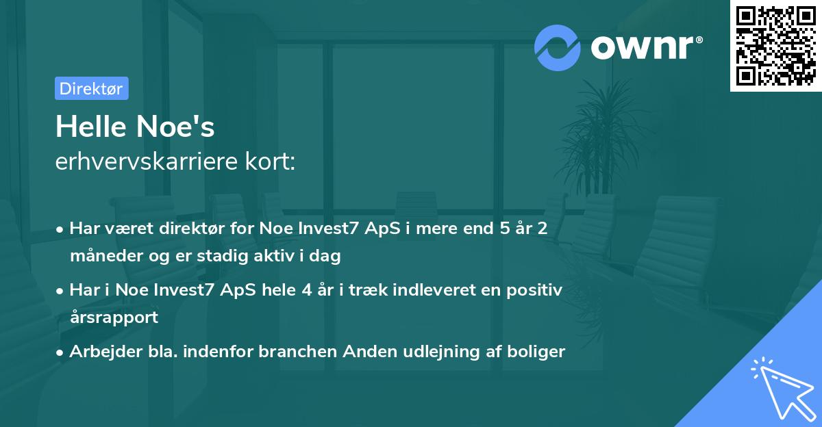 Helle Noe's erhvervskarriere kort