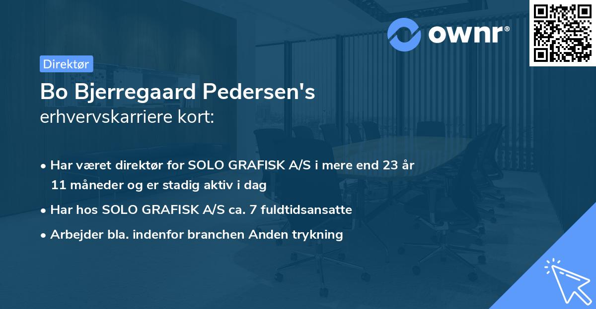 Bo Bjerregaard Pedersen's erhvervskarriere kort